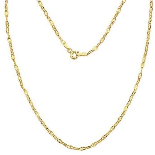 14K Gold 2mm Twisted Mariner/Marina Link Chain Necklace- Choose Your Color - 16''-24''