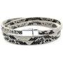 HUNO Multilayer Leopard Textured Cuff Bracelets Magnetic Buckle Snakeskin PU Leather Wrap Cuff Bangle for Women Girls