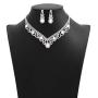 Campsis Bridal Pearl Necklace Rhinestone Teardrop Wedding Bride Statement Necklace Set Jewelry for Women and Girls