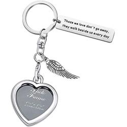 AKTAP Photo Frame Keychain Memorial Gifts Those We Love Dont Go Away They Walk Beside Us Every Day Picture Frame Keyring Holder in Memory of Loved One