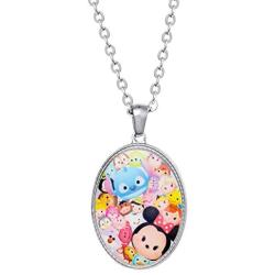 Disney’s Tsum Tsum Jewelry for Women, Stainless Steel Tsum Tsum Pendant Necklace, 18” Chain
