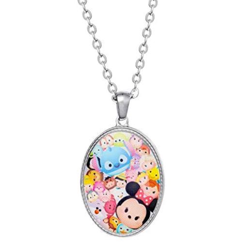 Disney’s Tsum Tsum Jewelry for Women, Stainless Steel Tsum Tsum Pendant Necklace, 18” Chain