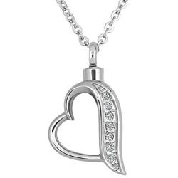 LoEnMe Jewelry Urn Necklace for Ash Cremation Pendant Love Heart Cross Flower Cute Footprint Mothers Day Keepsake