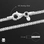 Amberta 925 Sterling Silver 2.5 mm Diamond Cut Popcorn Coreana Chain Necklace 16'' 18'' 20'' 22'' 24'' in