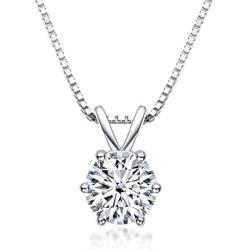 AINUOSHI 1 Carat Moissanite Pendant Necklace, Gold Plated Sterling Silver 18'' Chain Necklace, Ideal Gift for Thanksgiving, Mothers Day, Anniversary and Birthday