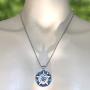 OhDeal4U Wicca Jewelry Celtic Pentagram Pentacle Star Blue Crystal Gem Wiccan Pagan Witch Magic Healing Protection Amulet Pewter Mens Womens Pendant Necklace Charm for Men Women Silver Ball Chain