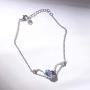 AOBOCO I Love You Jewelry Sterling Silver Heart Bracelet, Blue Purple Crystal from Austria, Fine Jewelry Gifts for Women