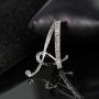 FERVENT LOVE A-Z 26 Letters Brooch Pins Unisex, Silver Plated Initial Broaches Pins, Clear Rhinestones Brooch, Fashion Jewelry for Women/Girls
