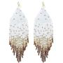 PLTGOOD Boho Tassel Dangle Earrings for Women Girls - Handmade Miyuki Delica Seed Beads Earrings Long Statement Earrings Jewelry