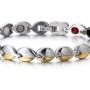 COOLSTEELANDBEYOND Health Function Leaf Link Magnetic Bracelet for Ladies Steel with Magnets Free Link Removal Tool