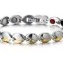 COOLSTEELANDBEYOND Health Function Leaf Link Magnetic Bracelet for Ladies Steel with Magnets Free Link Removal Tool