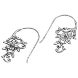 NOVICA .925 Sterling Silver Drop Earrings Floral Vines