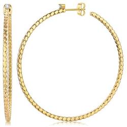 18K Gold Plated Sterling Silver Post Huge Hoops for Women Girls 60MM, 80MM, 100MM