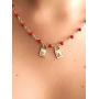 Scapular Gold Plated Necklace for Women''17 Inches'' Red Crystal Beads Chain