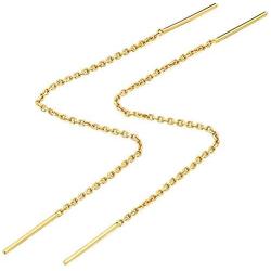 A Pair 925 Sterling Silver Tassel Threader Drop Earrings Long Chain Ear Line