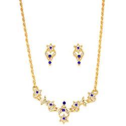 Touchstone Indian Bollywood Fine Craftsmanship Rhinestones Jewelry Necklace Set in Gold Tone for Women