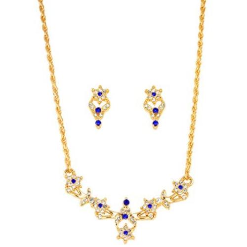 Touchstone Indian Bollywood Fine Craftsmanship Rhinestones Jewelry Necklace Set in Gold Tone for Women