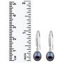 Handpicked AAA Cultured Freshwater Black Pearls 7.5-8mm Rhodium-plated 925 Silver Hook Dangling Earrings