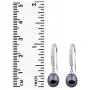 Handpicked AAA Cultured Freshwater Black Pearls 7.5-8mm Rhodium-plated 925 Silver Hook Dangling Earrings