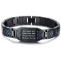 MPRAINBOW Mens Personalized Bracelet Message/Scripture/Quote/Proverb/Inspiring Words Engraved Stainless Steel Black Carbon Fiber Inlay Watch Band Adjustable Link Bracelet for Men Boy