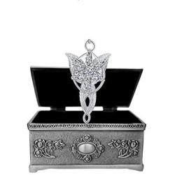 Women Girls 925 Silver Plated Arwens Evenstar Crystal Pendant Necklace Comfortable and with Jewelry Box