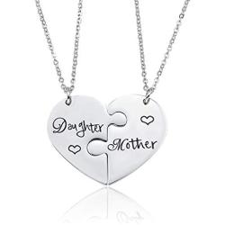 MZC Jewelry Matching Mother Daughter Necklace Set of 2 Heart Neckalce for Mother Mom Gift