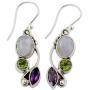 NOVICA Peridot Amethyst Rainbow Moonstone .925 Sterling Silver Dangle Earrings, Natural Glamour