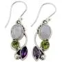 NOVICA Peridot Amethyst Rainbow Moonstone .925 Sterling Silver Dangle Earrings, Natural Glamour NOVICA Peridot Amethyst Rainbow Moonstone .925 Sterling Silver Dangle Earrings, Natural Glamour