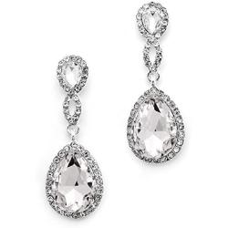 Mariell Clear Crystal Wedding Dangle Earrings for Women, Bridal and Prom Jewelry, Infinity Symbol 8 Shape
