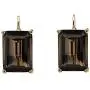 18K Yellow Gold Plated Emerald Cut Genuine Smoky Quartz Drop Earrings (16x10.5mm)