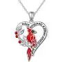 Red Cardinal Necklace Memorial Gift for Women Sterling Silver When Cardinals Appear Angels Are Near Heart Necklace Jewelry for Girls