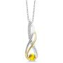 Gem Stone King 2 Tone 10K Yellow Gold And 925 Sterling Silver Diamond Infinity Pendant 0.40 Ct Round Yellow Sapphire