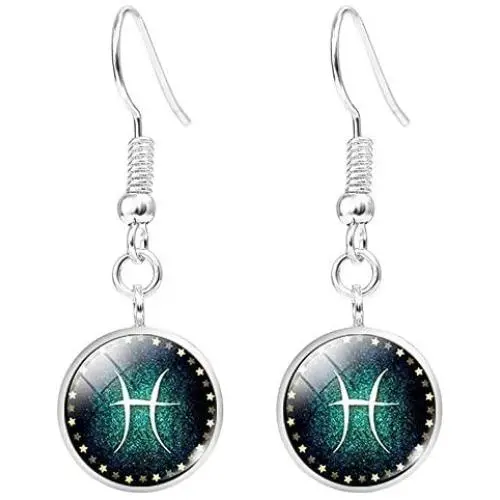 12 Constellations Zodiac Green Round Hook Earrings for Girls Boys Birthday Gifts 12 Constellations Zodiac Green Round Hook Earrings for Girls Boys Birthday Gifts