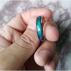 ToRhine Jewelry Ring Color Changing, Titanium Steel Mood Rings for Women and Men, Temperature Change Color Heartbeat ECG Engagement Ring