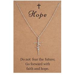 SANNYRA Faith Cross Necklace Belive Hope Loved Pendant Necklace Religious Personalized Jewelry Gift for Women