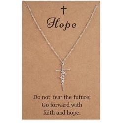 SANNYRA Faith Cross Necklace Belive Hope Loved Pendant Necklace Religious Personalized Jewelry Gift for Women