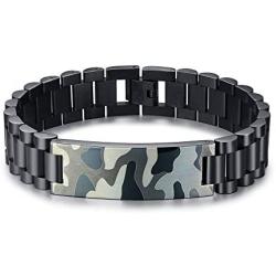 MPRAINBOW Stainless Steel Soldier Camouflage Bracelet & Camouflage Cross Pendent Army Special Forces Jewelry Gifts