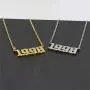 HUTINICE Birth Year Necklace, Old English Number Silver Pendant Necklace for Women and Girl Birthday Gift 18 inch Gold Chain Stainless Steel Friendship Jewelry