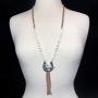 Long Faux Suede Tassel Fringe Western Style Necklace & Earrings Set - Assorted Styles