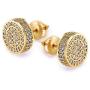 Gold Earrings For Men And Ladies With Screw Back Hip Hop Earrings Men Gold Plated With Cubic Zircon Round