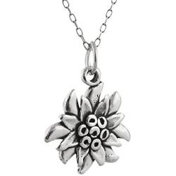 Sterling Silver Edelweiss Flower Charm Necklace, 18'' Cable Chain