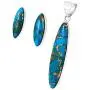 925 Sterling Silver Matching Pendant & Earrings Set Genuine Gemstones 20'' Necklace