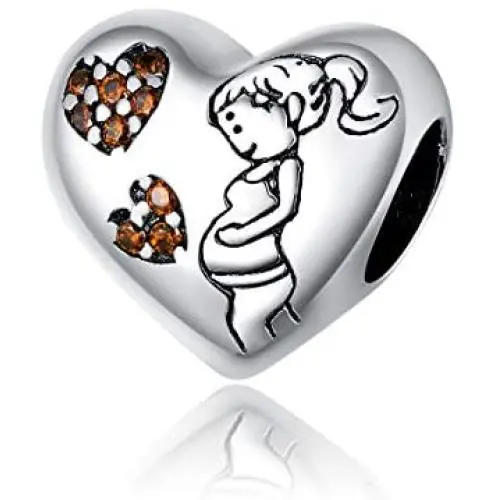 XIWEN Mothers Love Charms, 925 Sterling Silver The greatest gift is you Pregnant Mother Charms Heart Shaped Beads fits Pandora Moment Bracelet, Special Gifts for Mothers Day/Women/Family XIWEN Mothers Love Charms, 925 Sterling Silver The greatest gift is you Pregnant Mother Charms Heart Shaped Beads fits Pandora Moment Bracelet, Special Gifts for Mothers Day/Women/Family