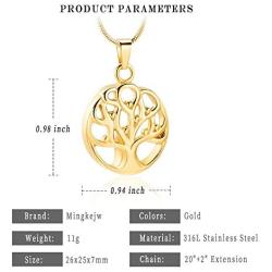 mingkejw Cremation Jewelry Tree of Life Keepsake Round Hollow Waterproof Urn Pendant Ashes Necklace Memorial Ashes Holder Jewelry for Women Men