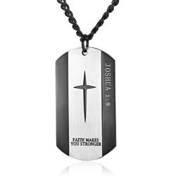 VI.SPORT Boys Stainless Steel Military Dog Tag Necklace Religious Egyptian Ankh Cross Pendant Girls Gifts for Men Women Jewelry Curb Chain