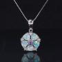 CiNily Flower Nceklace Opal Pendant Necklace for Women Girls 14K White Gold Plated Opal Jewelry Gemstone Necklaces