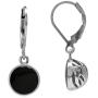 Silvershake 8MM Created Black Onyx White Gold Plated 925 Sterling Silver Leverback Dangle Earrings