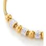 COOLSTEELANDBEYOND Stainless Steel Charm Bracelet for Women with Steel Bead String and Cubic Zirconia, Adjustable