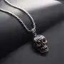 Suger Skull Pendant Necklace for Men with Red CZ Eyes Stainless Steel Pendant with Chain for Women Men Rapper Punk Hip Hop Jewelry