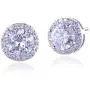 Silver Cubic Zirconia Stud Earrings for Women CZ Stud Earrings Sterling Silver 18k White Gold Plated Halo Stud Hypoallergenic Earrings Simulated Diamond Stud for Girls Fashion Everyday Jewelry